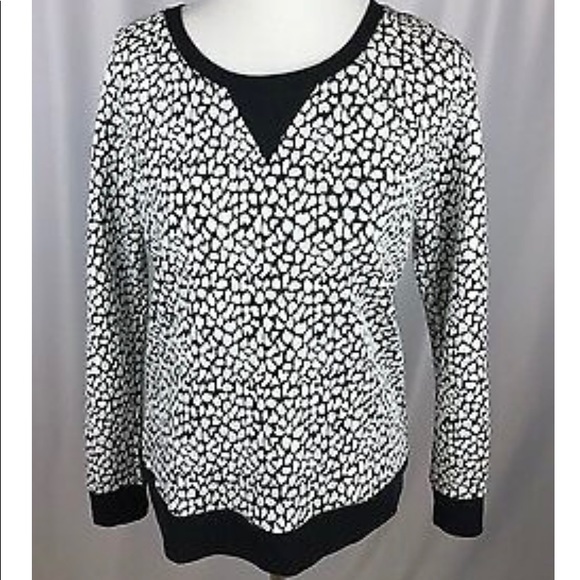 Apt 9 Lightweight textured sweatshirt - black and white leopard print. - Picture 2 of 9